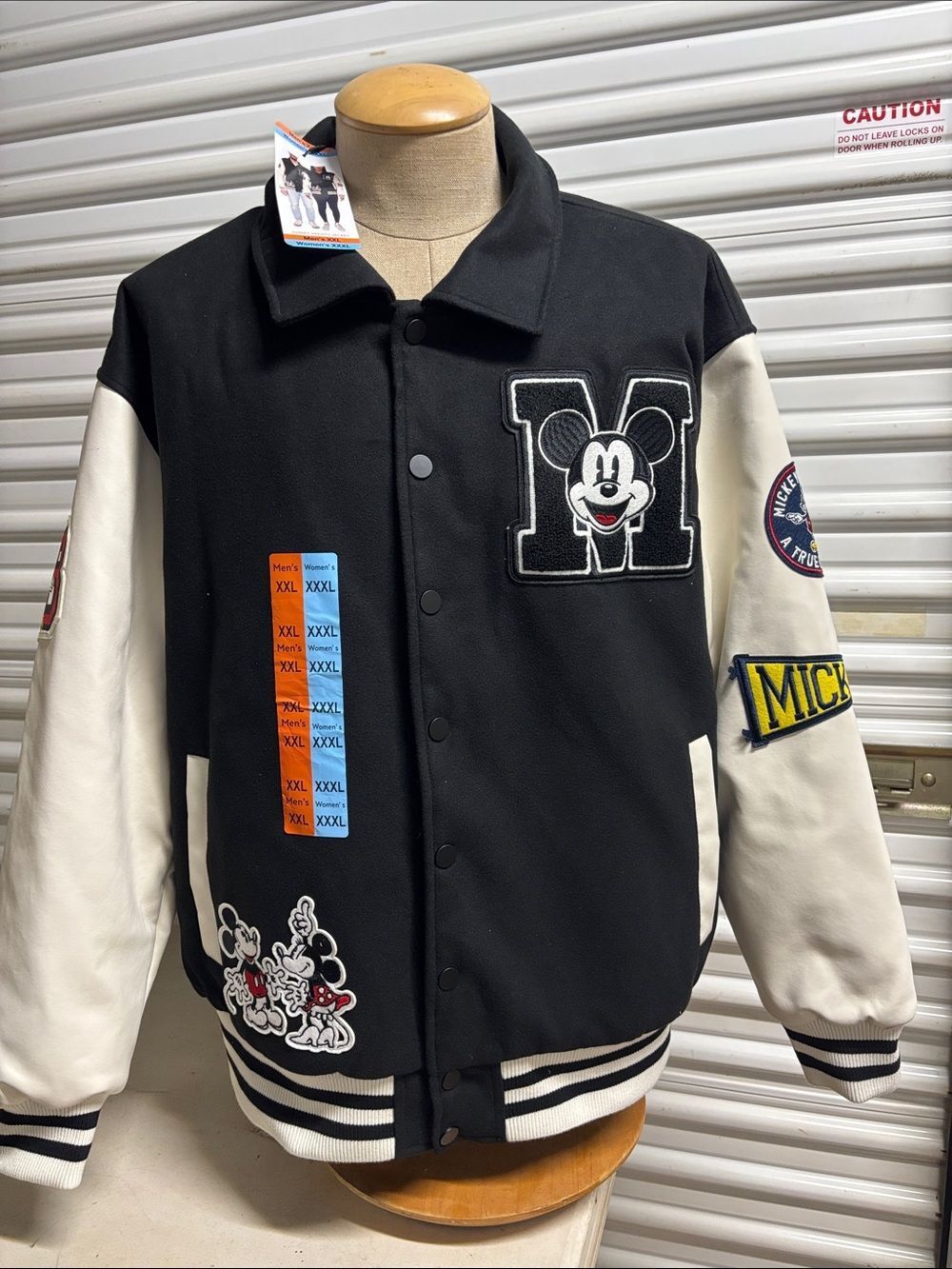 NEW Disney Black and White Mickey Varsity Bomber Jacket XXL